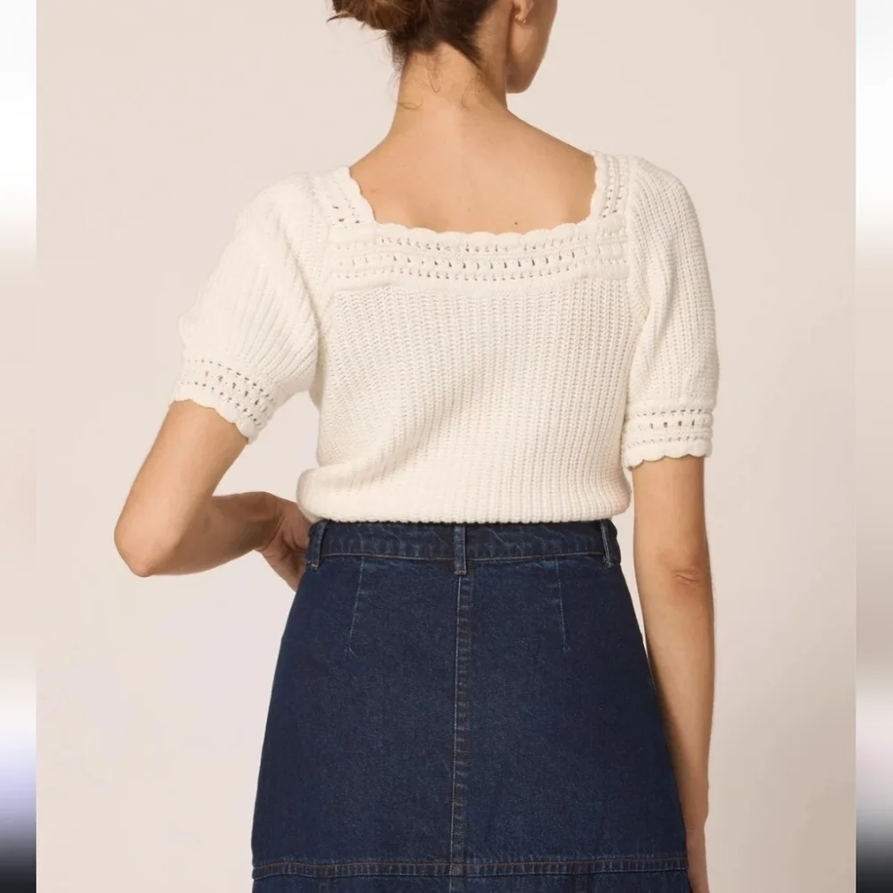 NWT! Cleobella, Rowan Sweater Top, Ivory, MSRP $198.00 - Picture 4 of 11